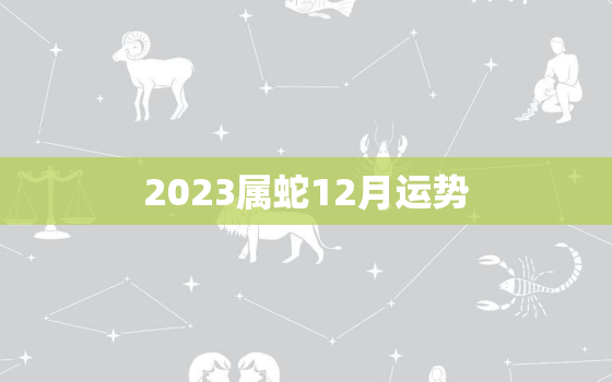 2023属蛇12月运势(事业财运双丰收)