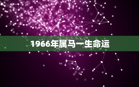 1966年属马一生命运(马到成功命运多变但机会与挑战并存)