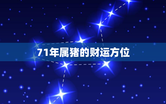 71年属猪的财运方位，71年属猪的财运方位
好吗