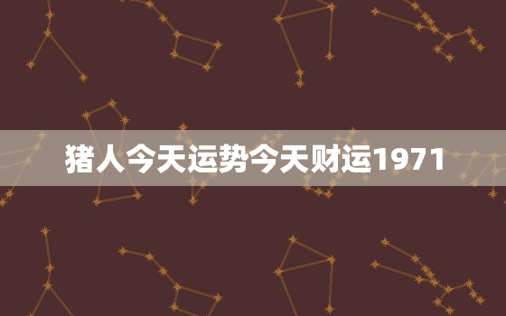 猪人今天运势今天财运1971，猪人今日运程