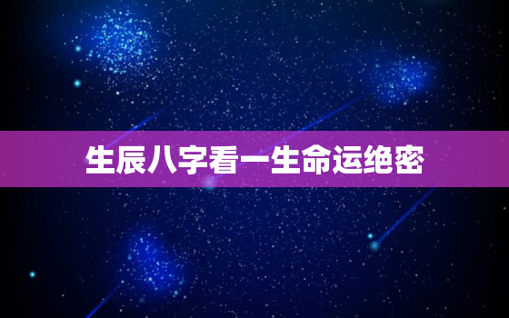 生辰八字看一生命运绝密，生辰八字看什么命