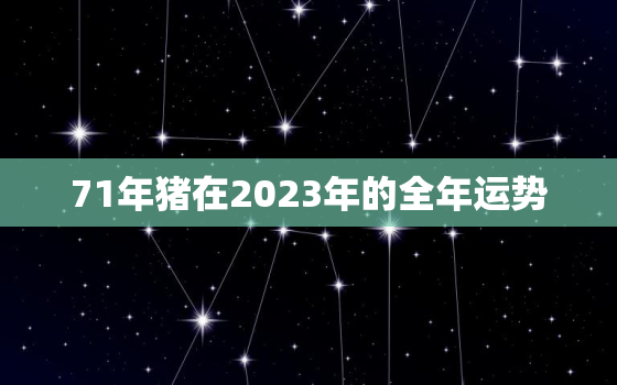 71年猪在2023年的全年运势，1971年属猪人的全年运势