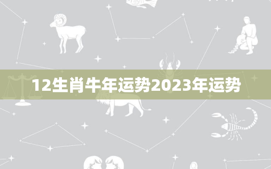 12生肖牛年运势2023年运势，2023年运势