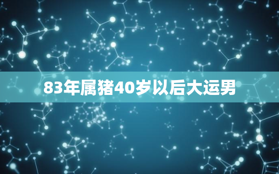 83年属猪40岁以后大运男，83年猪人40岁后命运