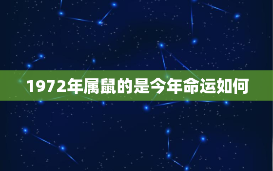 1972年属鼠的是今年命运如何，1972年属鼠今年的运势怎么样