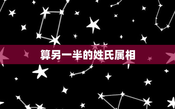 算另一半的姓氏属相，算另一半姓什么