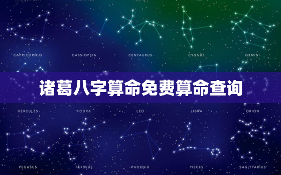 诸葛八字算命免费算命查询，诸葛算法八字