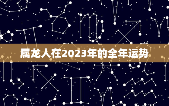 属龙人在2023年的全年运势，属龙人在2023年的全年运势及运程