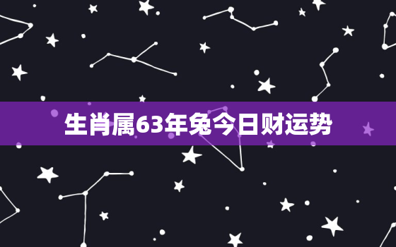 生肖属63年兔今日财运势，63年的兔今日财运如何