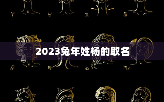 2023兔年姓杨的取名，2o21年杨姓宝宝名字