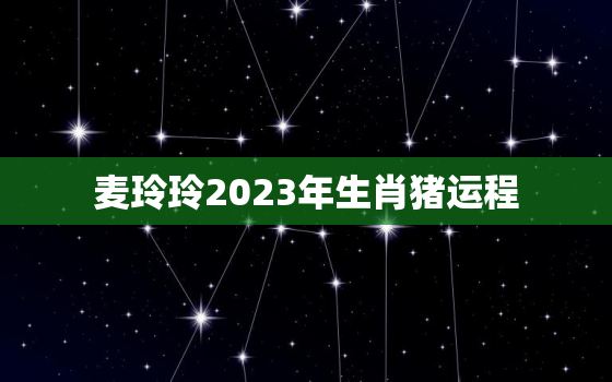 麦玲玲2023年生肖猪运程，麦玲玲2021年属猪运势测算