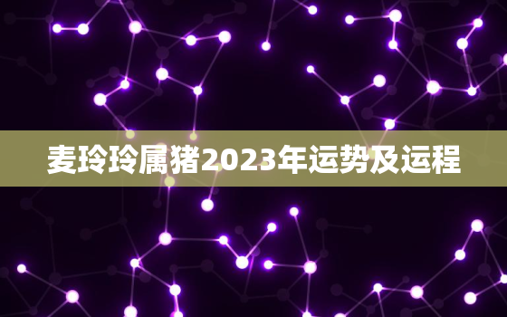 麦玲玲属猪2023年运势及运程，2021肖猪运势麦玲玲