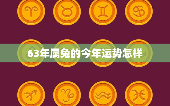 63年属兔的今年运势怎样，63年属兔的今年运势怎么样