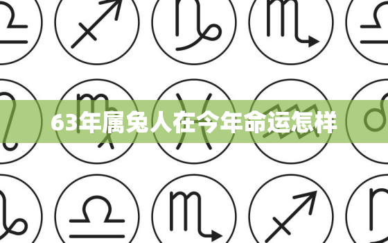 63年属兔人在今年命运怎样，63年的兔今年的运势怎么样