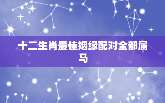 十二生肖最佳姻缘配对全部属马，十二生肖最佳姻缘配对全部属马的女人