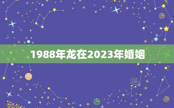 1988年龙在2023年婚姻，1988年属龙人2023年运势