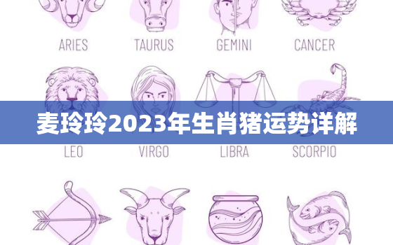 麦玲玲2023年生肖猪运势详解，麦玲玲2020年猪生肖运势