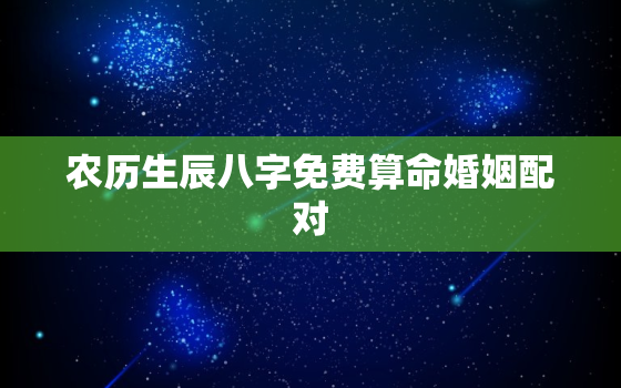 农历生辰八字免费算命婚姻配对，农历八字算命婚姻免费测试