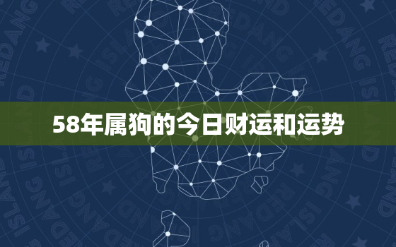 58年属狗的今日财运和运势，58年属狗的今年运气好吗