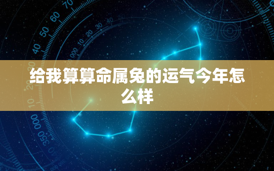 给我算算命属兔的运气今年怎么样，看看属兔今年的 运气怎么样?