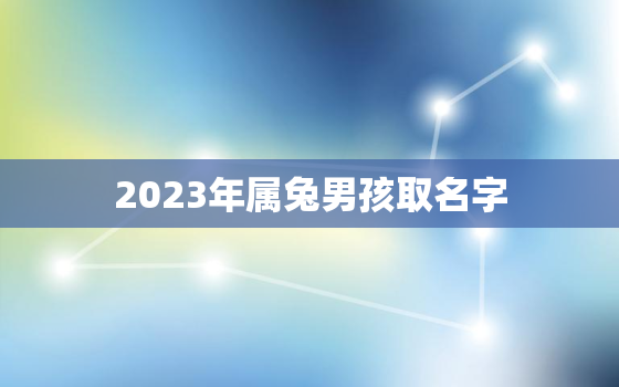 2023年属兔男孩取名字，2023年属兔取名宜用字