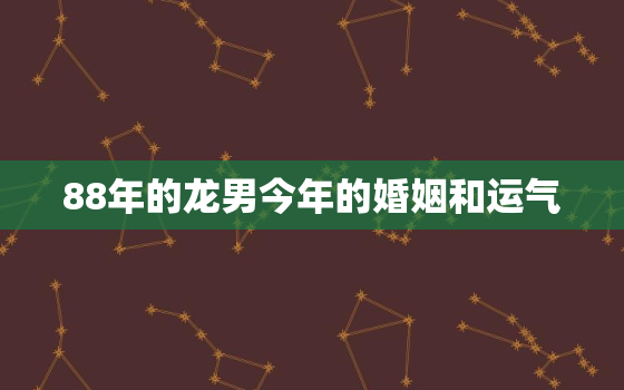 88年的龙男今年的婚姻和运气，88年属龙男今年的婚姻