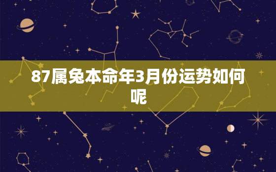 87属兔本命年3月份运势如何呢，87年属兔3月份出生命运