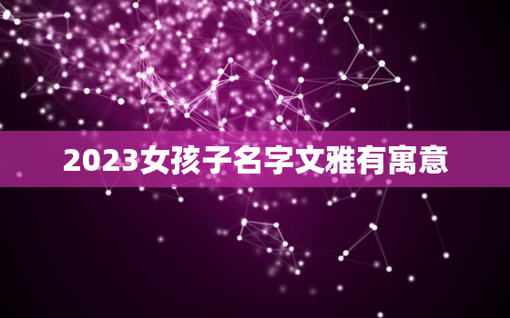 2023女孩子名字文雅有寓意，2023年女孩取名名字大全