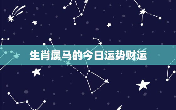 生肖属马的今日运势财运，生肖属马今日运势查询