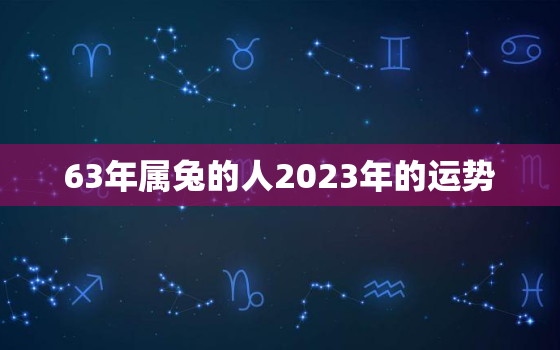 63年属兔的人2023年的运势，63年的兔2022年的运程