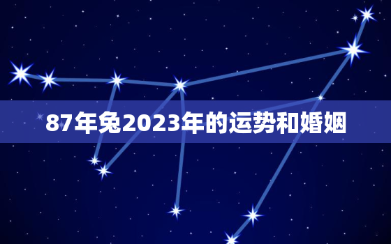 87年兔2023年的运势和婚姻，87年属兔人2023年运势及财运