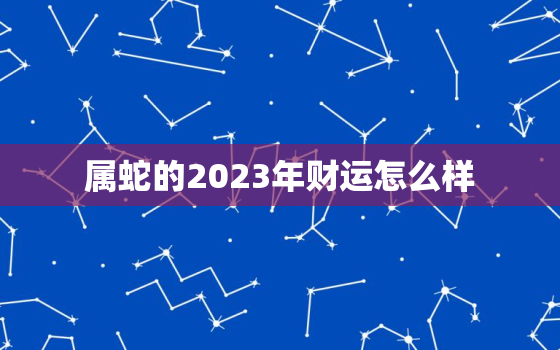 属蛇的2023年财运怎么样，属蛇的2023年财运怎么样女