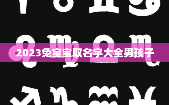 2023兔宝宝取名字大全男孩子，2023年兔宝宝男孩