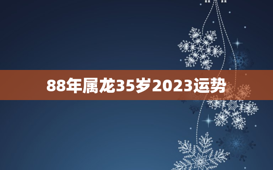 88年属龙35岁2023运势，88年属龙35岁2023运势男