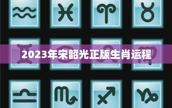 2023年宋韶光正版生肖运程，宋韶光2023年运势