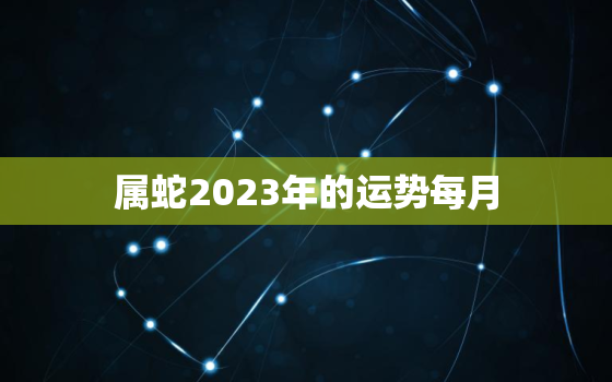 属蛇2023年的运势每月，属蛇人2023年运势及运程每月运程