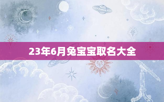 23年6月兔宝宝取名大全，2023年农历六月出生的宝宝