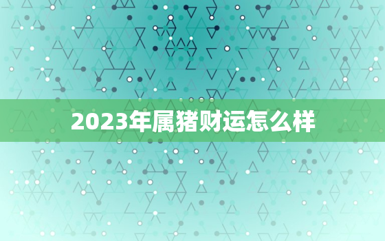 2023年属猪财运怎么样，2023年属猪的财运和运气如何