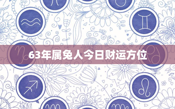 63年属兔人今日财运方位，生肖属63年兔今日财运势