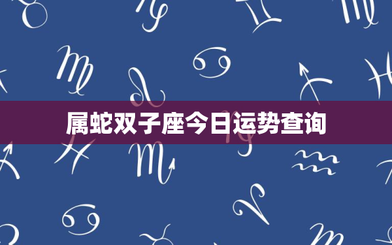 属蛇双子座今日运势查询，属蛇双子座2021运势