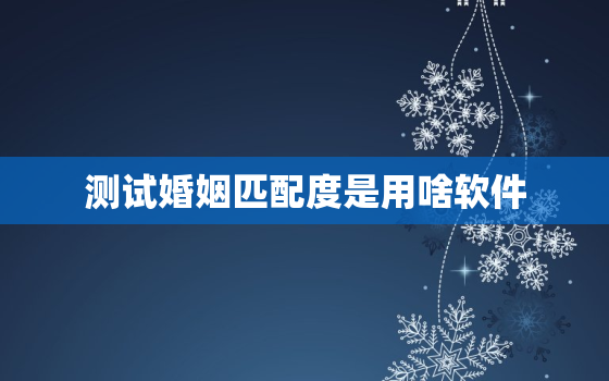 测试婚姻匹配度是用啥软件，测试婚姻很准