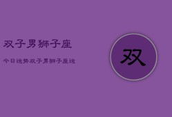 双子男狮子座今日运势，双子男狮子座运势今日